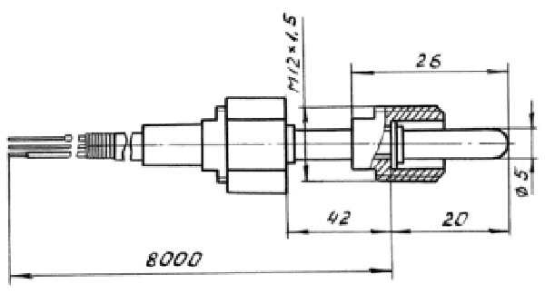 Габаритные размеры термопреобразователя ТСМ-346-01