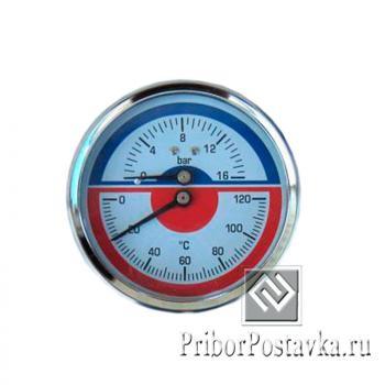 Термоманометр 10 bar/120C осевой (индикатор давления и температуры) фото 1