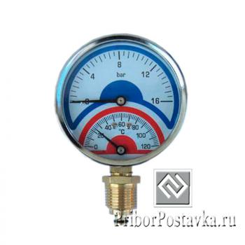 Термоманометр 16 bar/120C радиальный (индикатор давления и температуры) фото 1