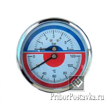 Термоманометр 6 bar/120C осевой (индикатор давления и температуры) фото 1