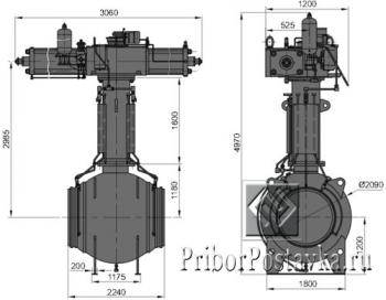 Кран DN 1200 PN 100 с пневмогидравлическим приводом для подземной установки фото 1