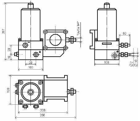 Схема габаритных размеров сигнализатора СПД-10/120