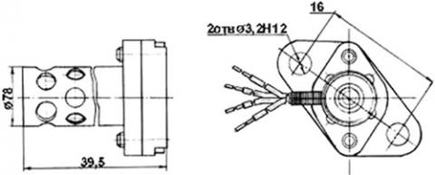 Рис.1. Схема габаритных размеров датчика ТП-227