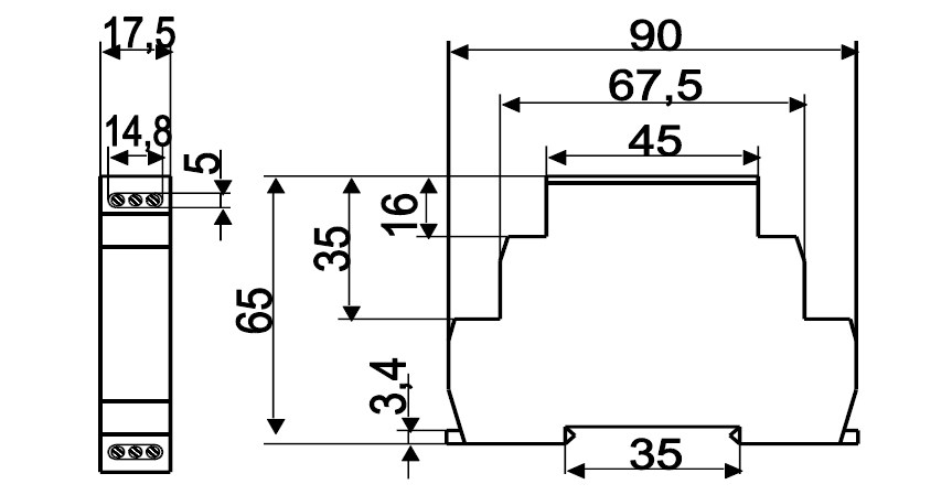 "Схема габаритных размеров реле ВЛ-161"