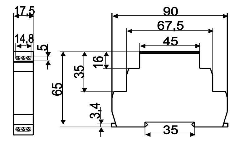 Схема габаритных размеров реле времени ВЛ-162