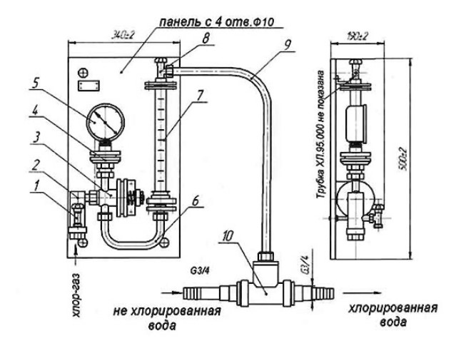 Схема конструкции хлоратора ЛОНИИ-100КМ