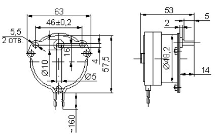 Схема габаритных размеров электродвигателя ДСМ-2П