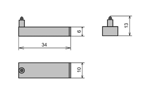 Схема габаритных размеров узла пишущего УПС-03М