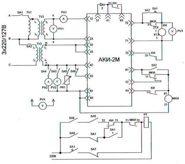 Схема электрическая подключения автомата АКИ-2М