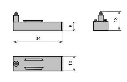Схема габаритных размеров узла пишущего УПС-04М