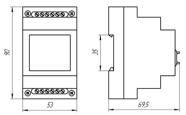 Схема габаритных размеров реле времени ВЛ-173