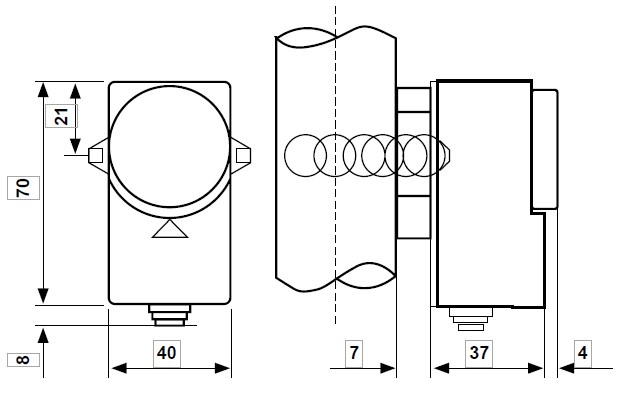 "Схема габаритных размеров термостата C01A"