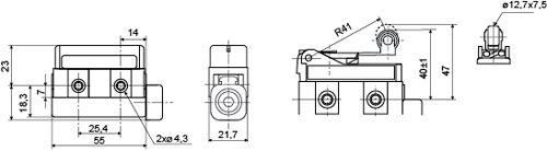 Рис.1. Габаритный чертеж выключателя концевого D4MC-2020