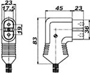 Рис.1. Схема габаритов разъема двухконтактного термостойкого (ZA 729 Si)