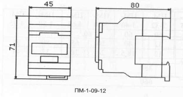 Схема габаритных размеров пускателя ПМ-1-12