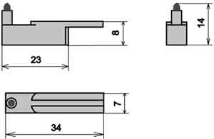 Рис.1. Схема габаритных размеров узла пишущего УПС-06