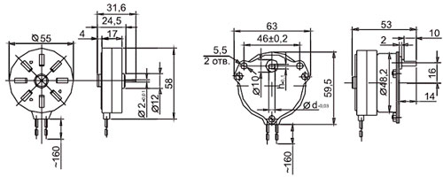 Рис.1. Схема габаритных размеров электродвигателя ДСМ-375